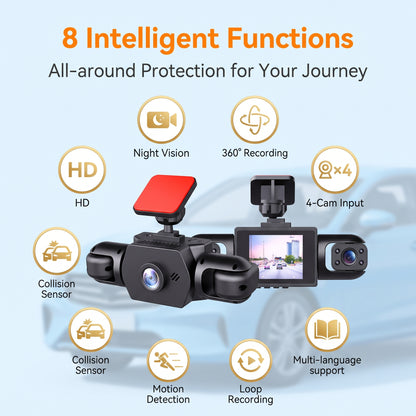 🔥2026 Bestseller💞🚗📹 4-Channel 1080P Dash Cam – 50% OFF! Front, rear & 2 side cameras – full coverage, parking mode, G-sensor. 🔥🛡️