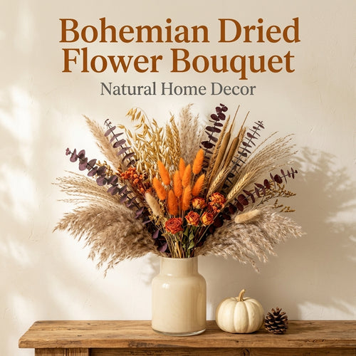 🌾✨Bohemian-style dried flower bouquet in autumn tones