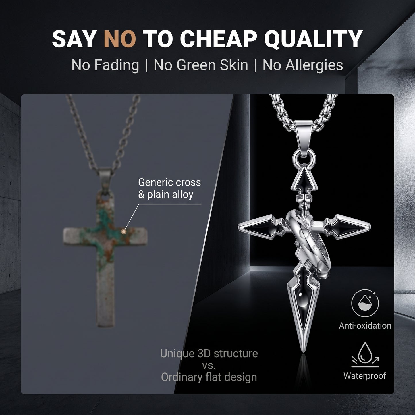 📿50%off📿Vintage Niche Cross Pendant Necklace, Unisex Couple Trendy Versatile Ins Jewelry