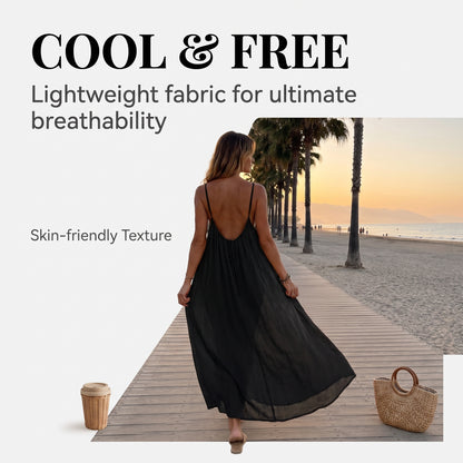 👗50%off👗Women Solid Ice Silk Ruched Backless Slip Dress, Pleated Sleeveless Nightgown Mini & Long Sleep Dress
