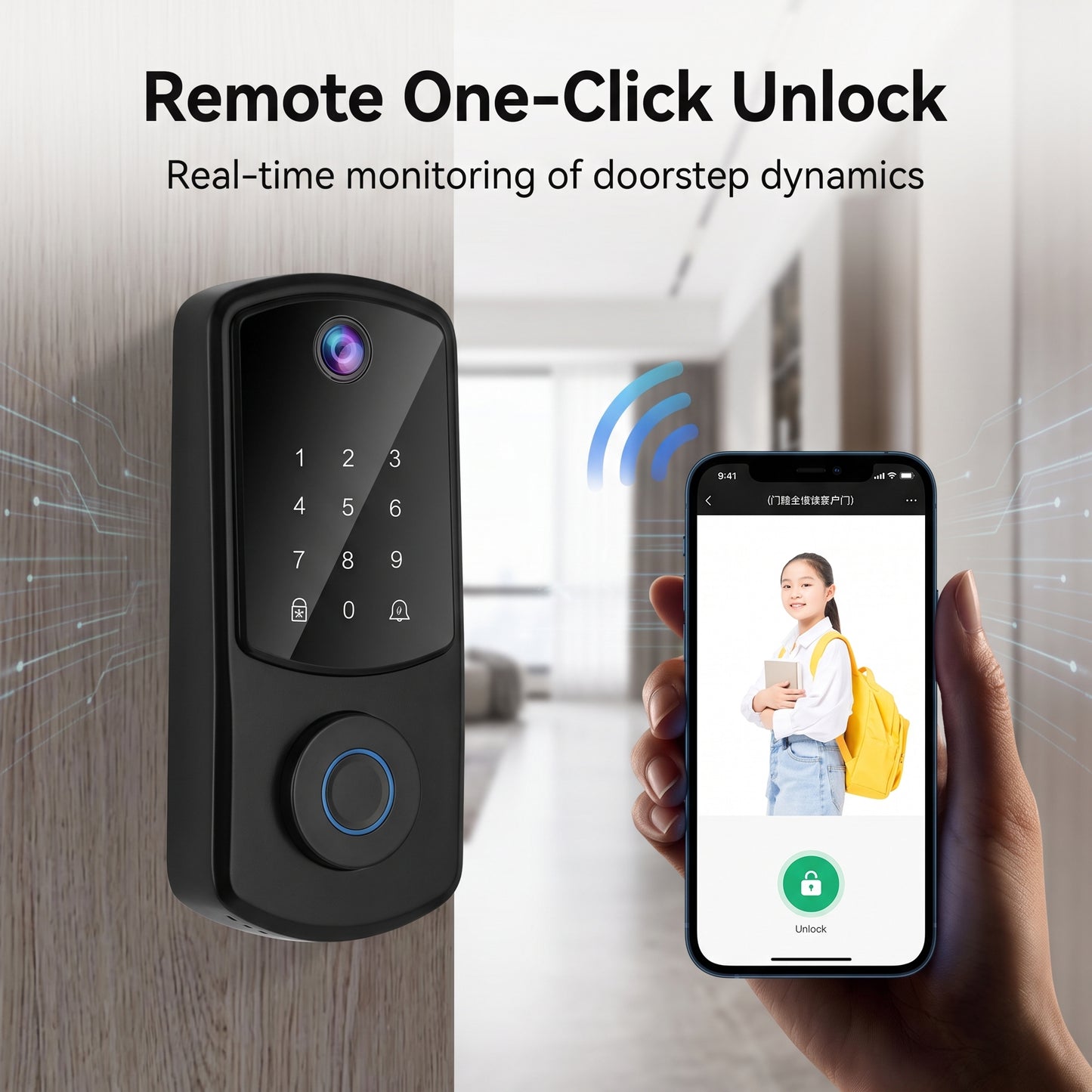 🔥First 100 orders get 50% OFF!🔥Automatic Fingerprint Smart Lock with Cat Eye Capture, Password Spherical Auxiliary Door Lock