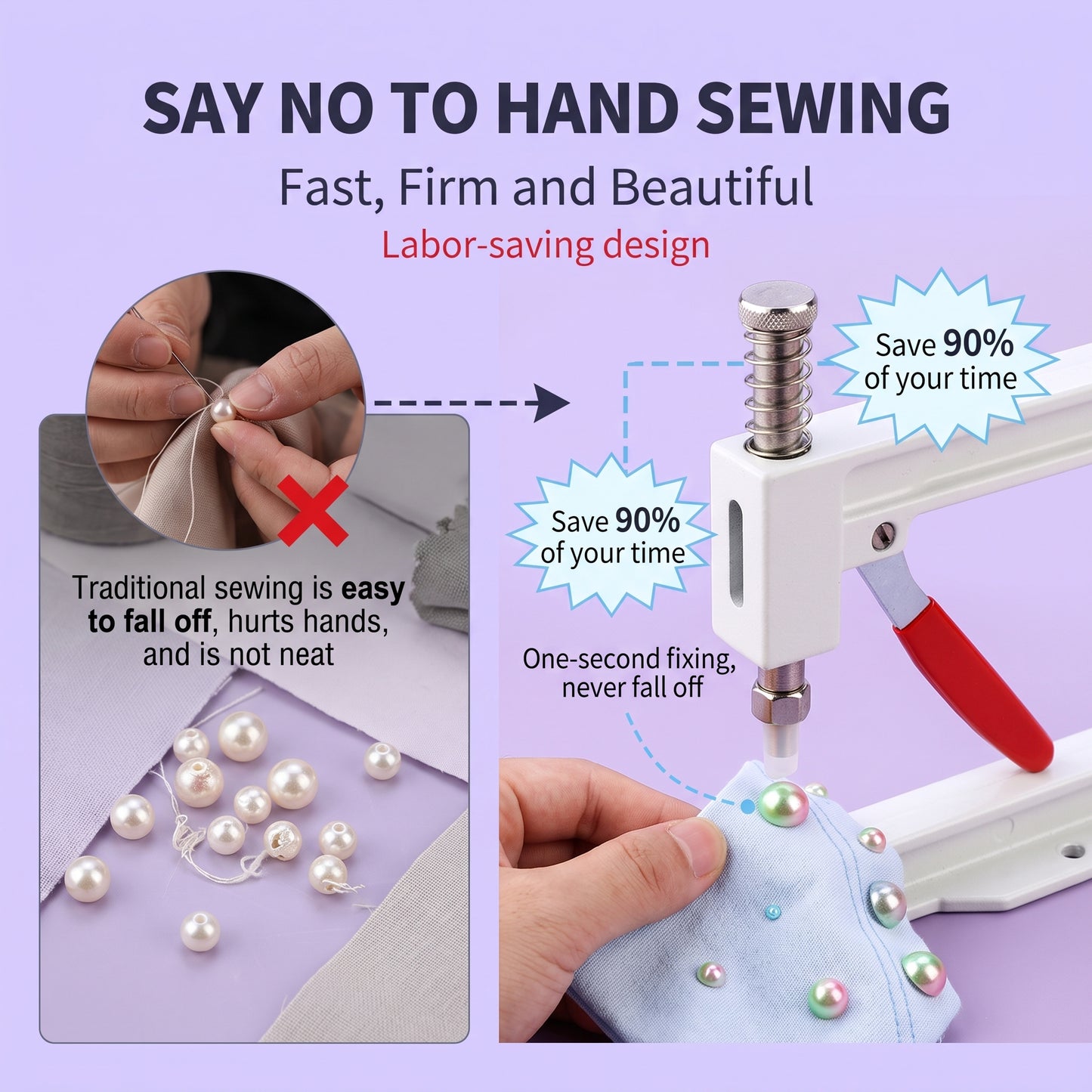 ✨50%off✨Manual Pearl Studding Machine Kit – DIY Rivet Tool for Clothes, Shoes, Bags & Handmade Ornaments