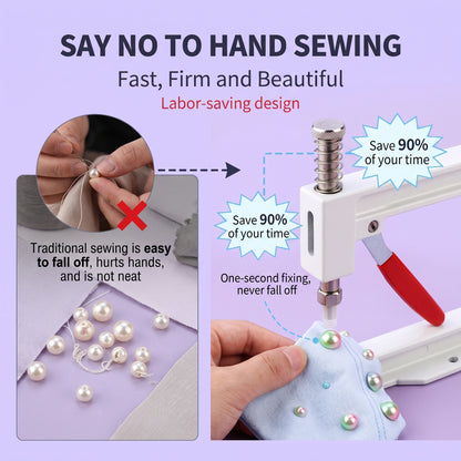 ✨50%off✨Manual Pearl Studding Machine Kit – DIY Rivet Tool for Clothes, Shoes, Bags & Handmade Ornaments