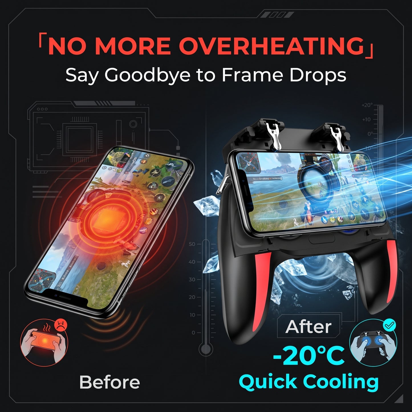 🔥Today’s Special🔥2 In 1 Phone Cooler with 4 Finger & 6 Finger Gaming Trigger Auxiliary Tool