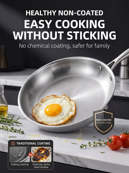 🔥Today’s Special‑ 50% OFF🍳 Premium Stainless‑Steel Steak Frying Pan with Lid