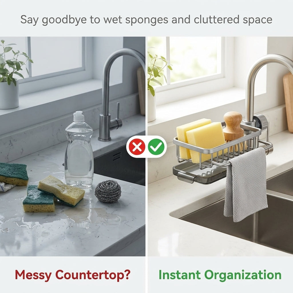 🔥 50% Off ✨ Kitchen Sink Faucet Storage Rack