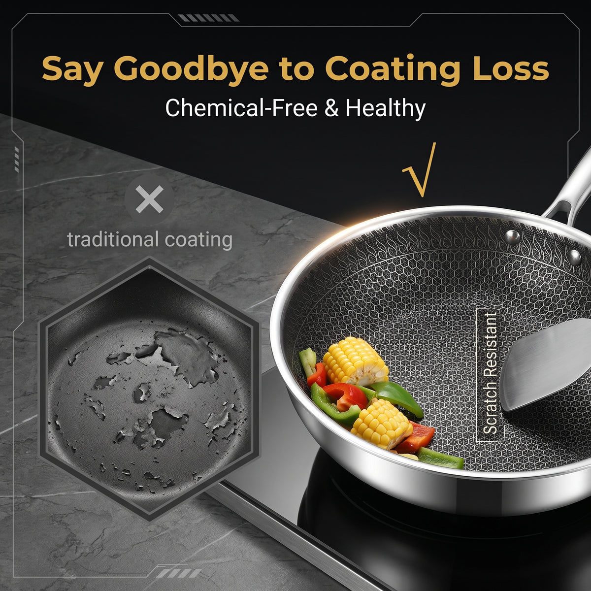 🥳2026 HOT SALE💅Stainless steel non-stick frying pan