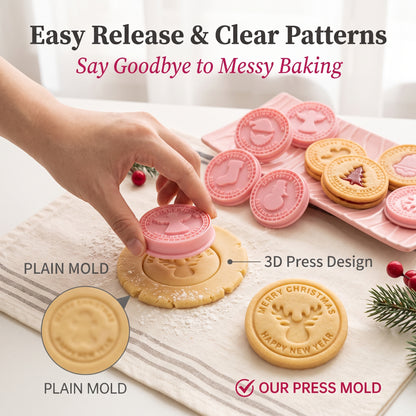 🔥50% OFF🎄Festive Christmas Cookie Cutter Set 3D Holiday Baking Stamps
