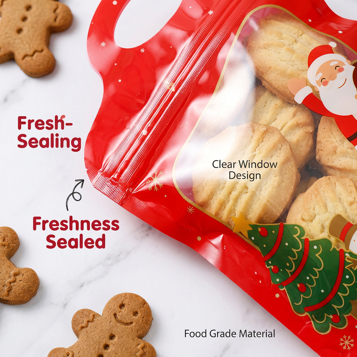 🎅LAST DAY SALE🎄Bestseller Self-Sealing Christmas Candy and Cookie Bags🍪Festive Self-Seal Treat Bags