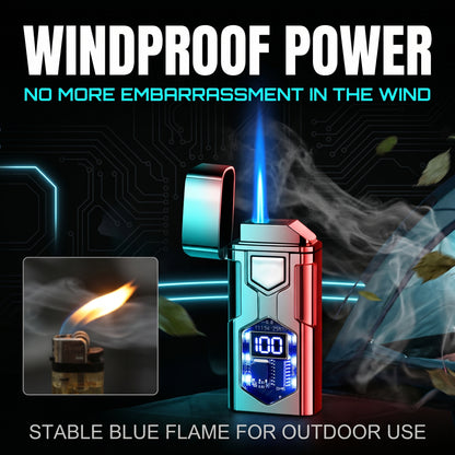 🔥50%off🔥Smart Voice-Control Lighter - Cyberpunk Dual Flame Torch Lighter, Type-C Rechargeable Windproof Electric Lighter
