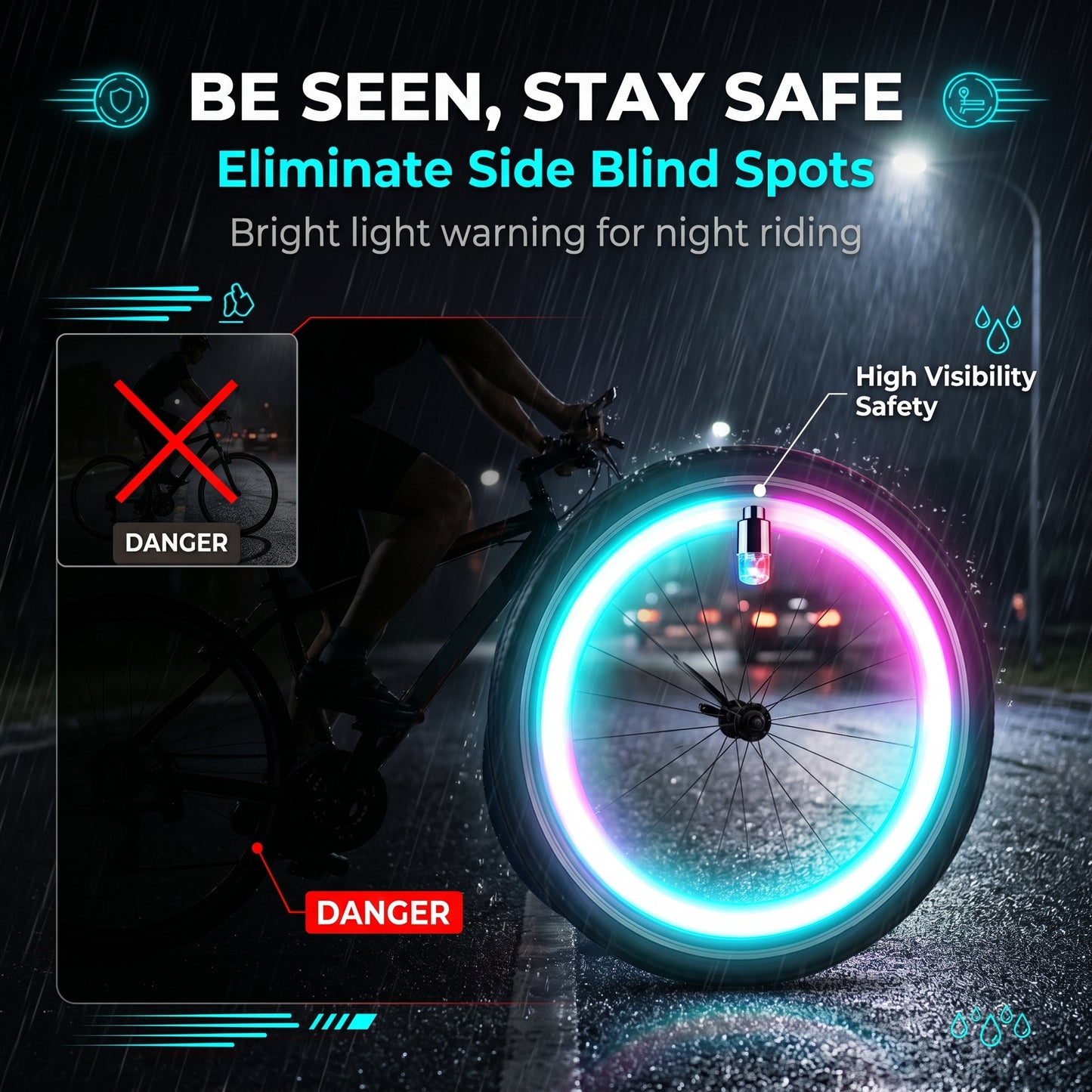 ✨50%off✨Motion-Activated LED Wheel Lights | Waterproof Valve Stem Caps for Car, Motorcycle & Bike (4 Colors, Pack of 4)