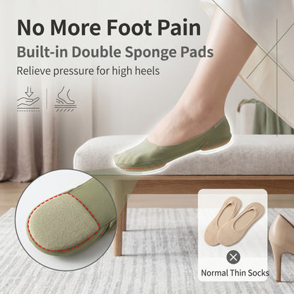 Cushioned No-✨50%off 🧦Show Socks for Women | Non-Slip Ice Silk Invisible Boat Socks with Double Sponge Footpads