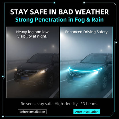 ✨50%off✨Universal LED Car Hood Dynamic Scan Light Strip | 10V-16V Waterproof IP65 Hood Atmosphere Daytime Running Lights