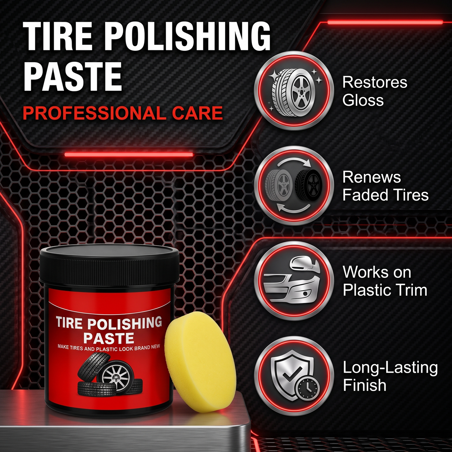 🚗 BUY 1 GET 1 FREE✨ Tire Wax – Restores Black Gloss, Blocks UV, Repels Dirt & Easy Quick🛞