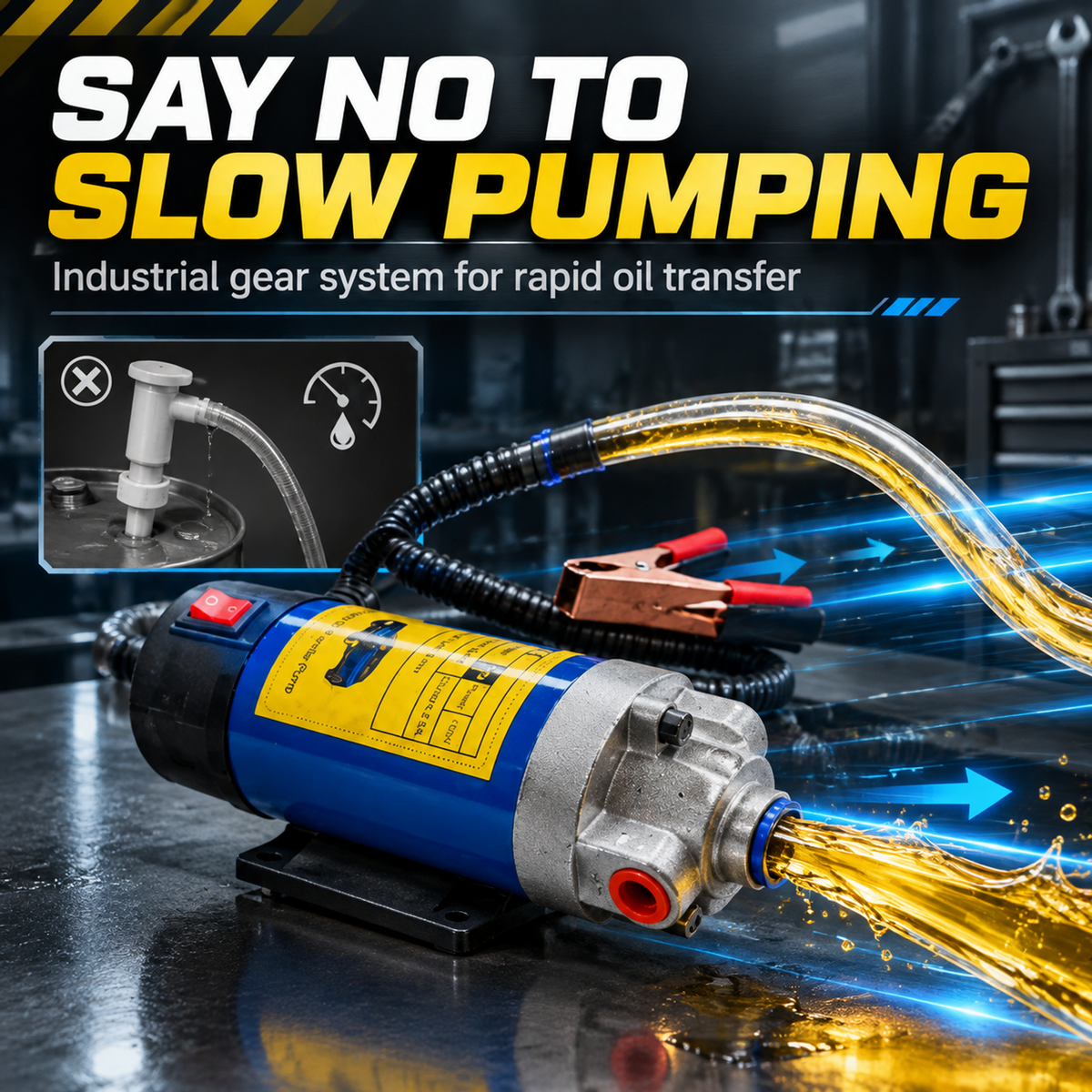 📢📢LIMITED-TIME 50% OFF!⚡12V 100W Self-Priming Electric Oil Pump｜30 Min Continuous Work, Efficient Fluid Transfer Tool for Engine Oil, Gear & Transmission Fluid Removal, Car Oil Change Upgrade Tool