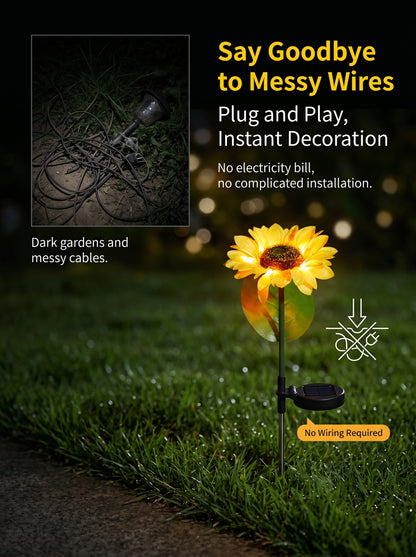🌻50%OFF🌻 Outdoor Household Courtyard Solar Sunflower Lights, Garden Lawn Decorative Plug-in Street Lights, Simulated Landscape Atmosphere Lights
