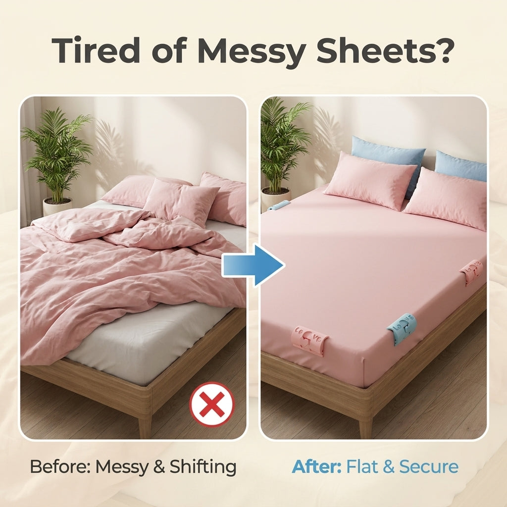 🛏️✨ Bed Sheet Fasteners – Needle-Free, Safe Quilt Clips
