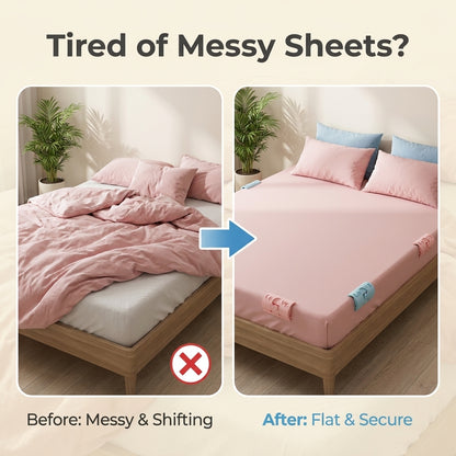 🛏️✨ Bed Sheet Fasteners – Needle-Free, Safe Quilt Clips