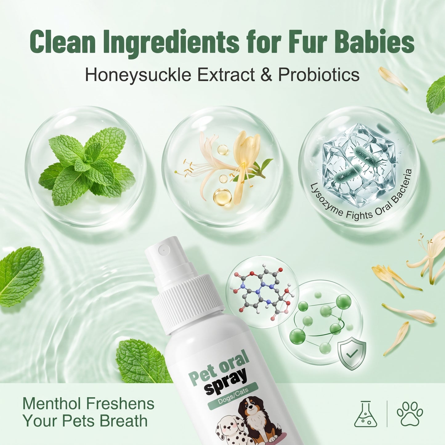 ✨Buy 1 Get 1 Free✨Pet Oral Spray Breath Freshener, Natural Teeth Cleaning Spray for Dogs & Cats