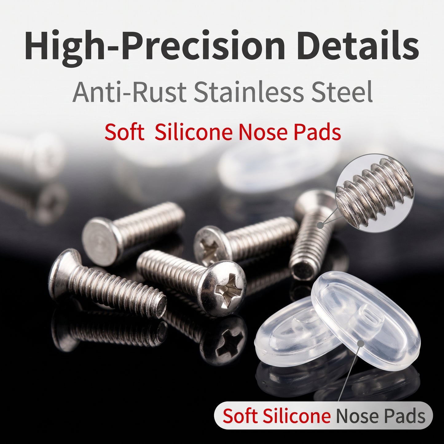 🔥50%off🔥Eyeglass Repair Tools Kit, Glasses Screws Silicone Nose Pads & Screwdriver Full Replacement Accessories