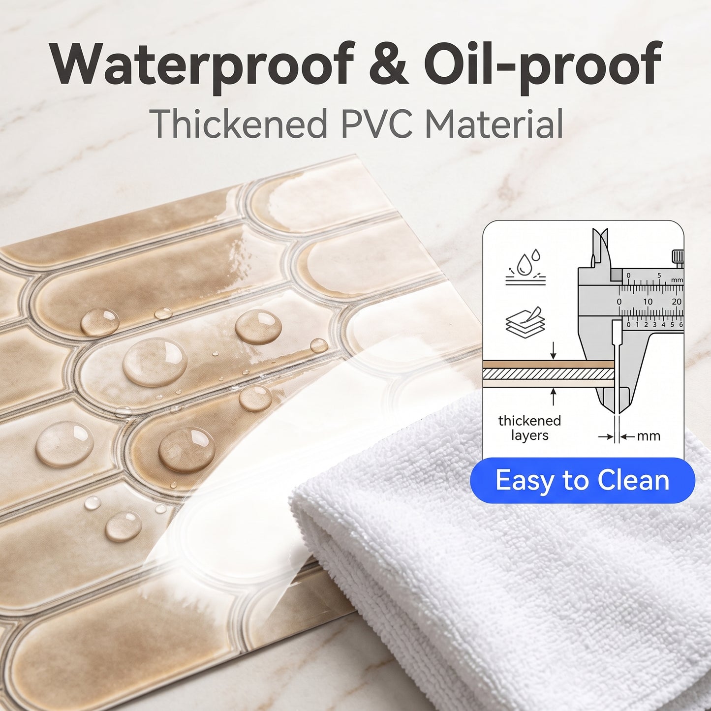 🔥 Today Only | 50% OFF ✨Thickened Self-Adhesive Wall Stickers, Waterproof & Oilproof Kitchen Tile Stickers for Kitchen & Bathroom
