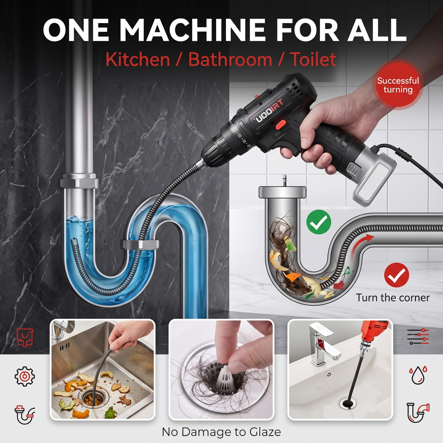 🔥50% OFF🔥Powerful spring tool for unclogging toilets, kitchen pipes, and floor drains