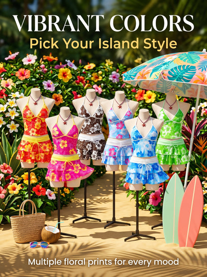 💞2026 HOT SALE💞Summer Beach Festival Print Halter Bikini Set