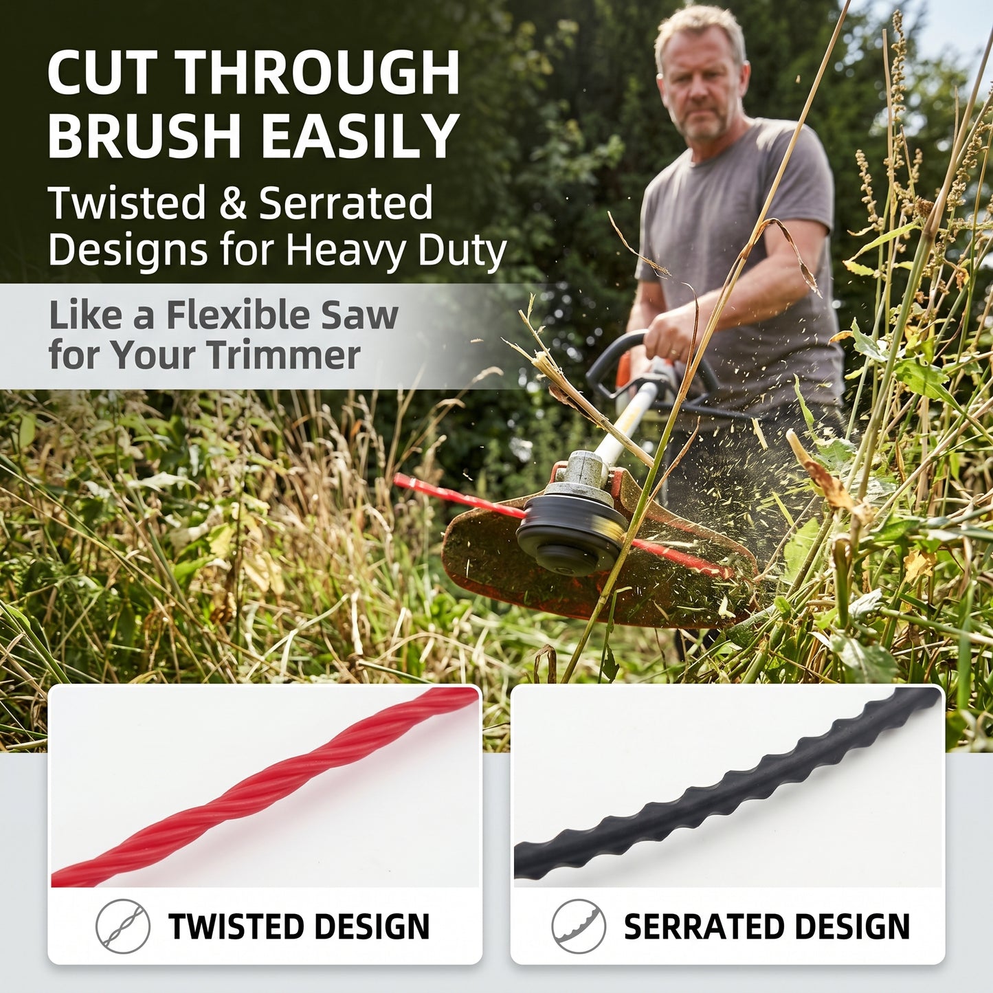 🔥50%off 🔥🌿200 FEET Universal Heavy-Duty Trimmer Line – Cut-to-Fit, Lasts Up to 10 Years