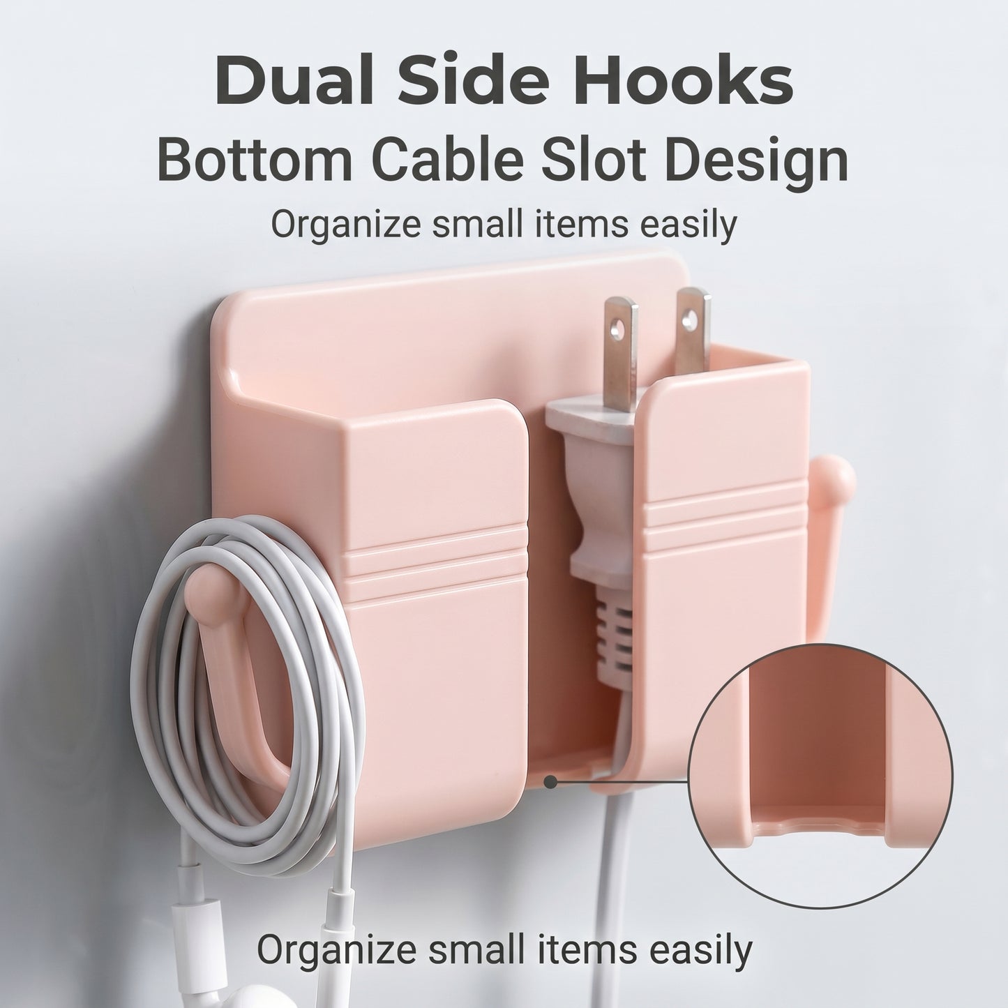 🔥50%off 🔥Wall-mounted storage box, adhesive bedside phone holder, phone charging stand, remote control storage rack