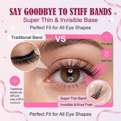 ✨50%off✨Salon-Quality At-Home Lash Clusters Set - Spiky Wispy Mega Volume Lashes (30D/50D/80D/100D) | Reusable & Waterproof