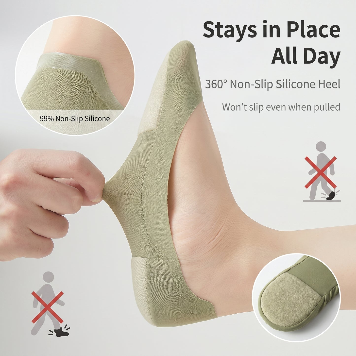 Cushioned No-✨50%off 🧦Show Socks for Women | Non-Slip Ice Silk Invisible Boat Socks with Double Sponge Footpads