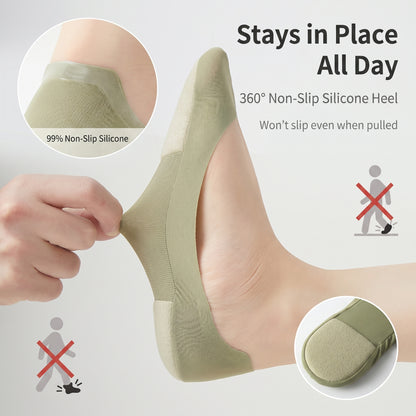 Cushioned No-✨50%off 🧦Show Socks for Women | Non-Slip Ice Silk Invisible Boat Socks with Double Sponge Footpads