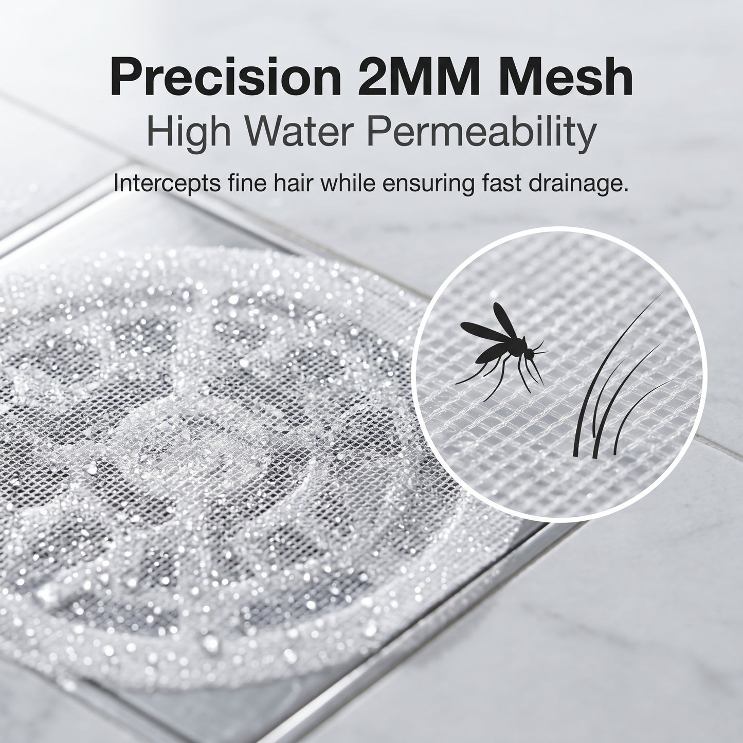 ✨50%off✨Disposable Shower Drain Hair Catcher | 10x10cm Waterproof Mesh Stickers for Bathroom & Kitchen (50/100 Pack)