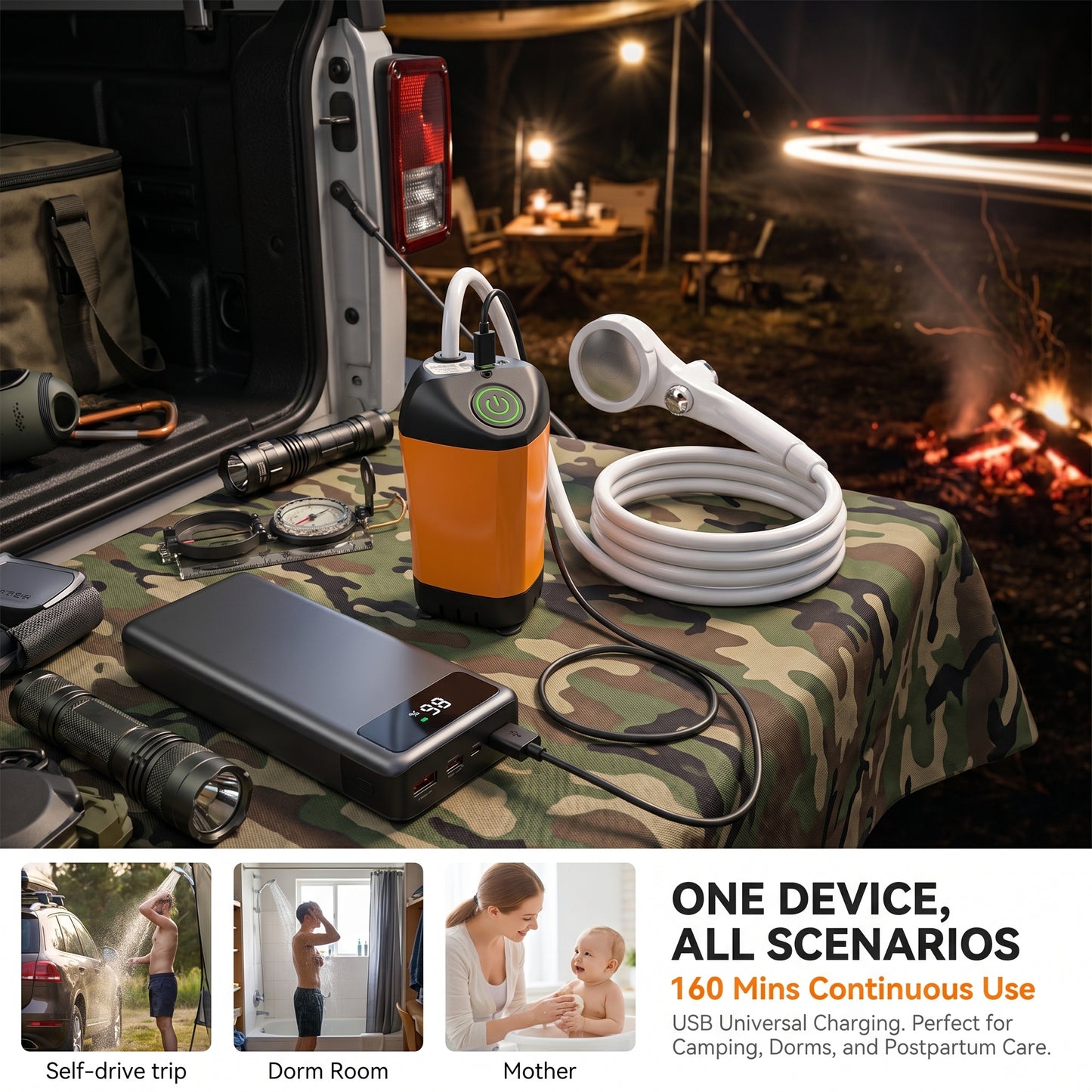 🔥New Upgrade🔥Portable, plug-free outdoor rechargeable electric shower