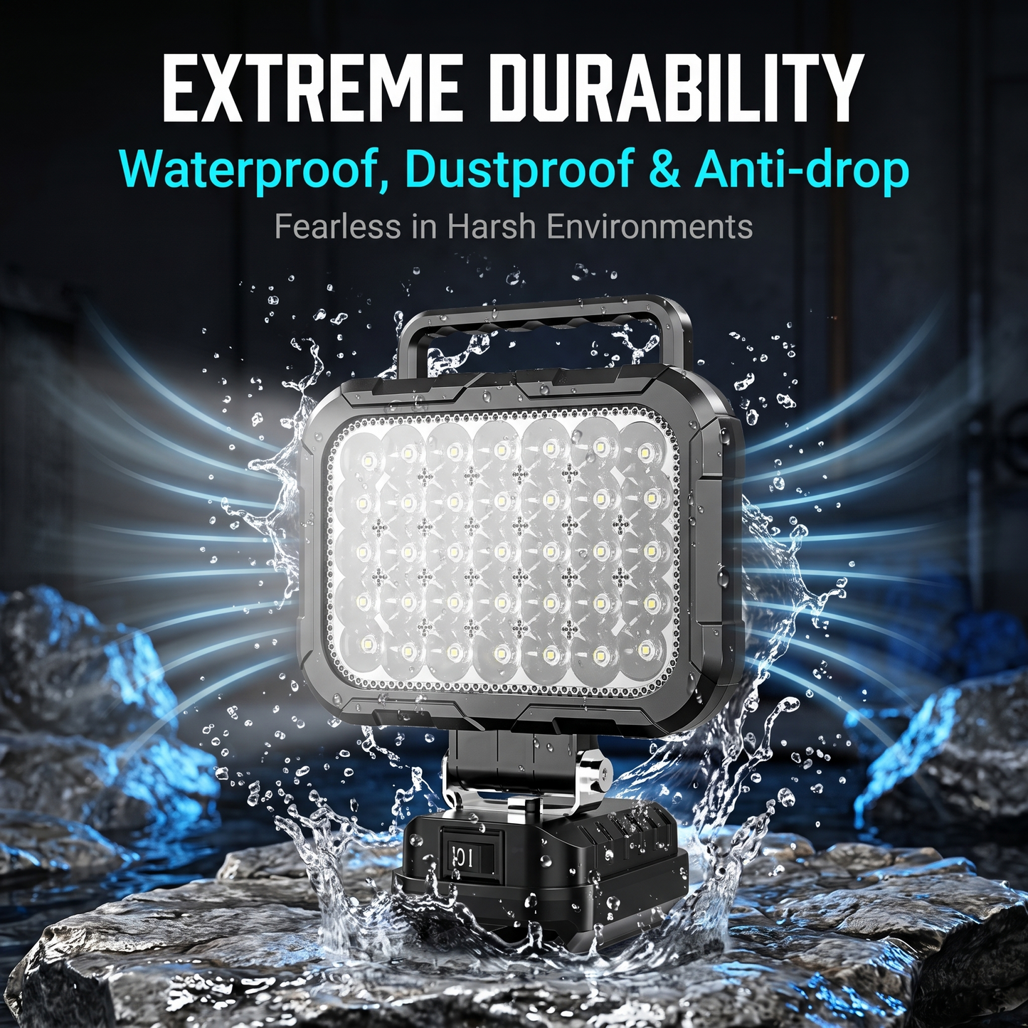 🔥50% OFF & MORE🔥180° Rotatable LED Work Light – With Dual USB Power Bank Function – Rugged & Cordless – Universal Battery Compatibility – For Garage, Construction & Camping