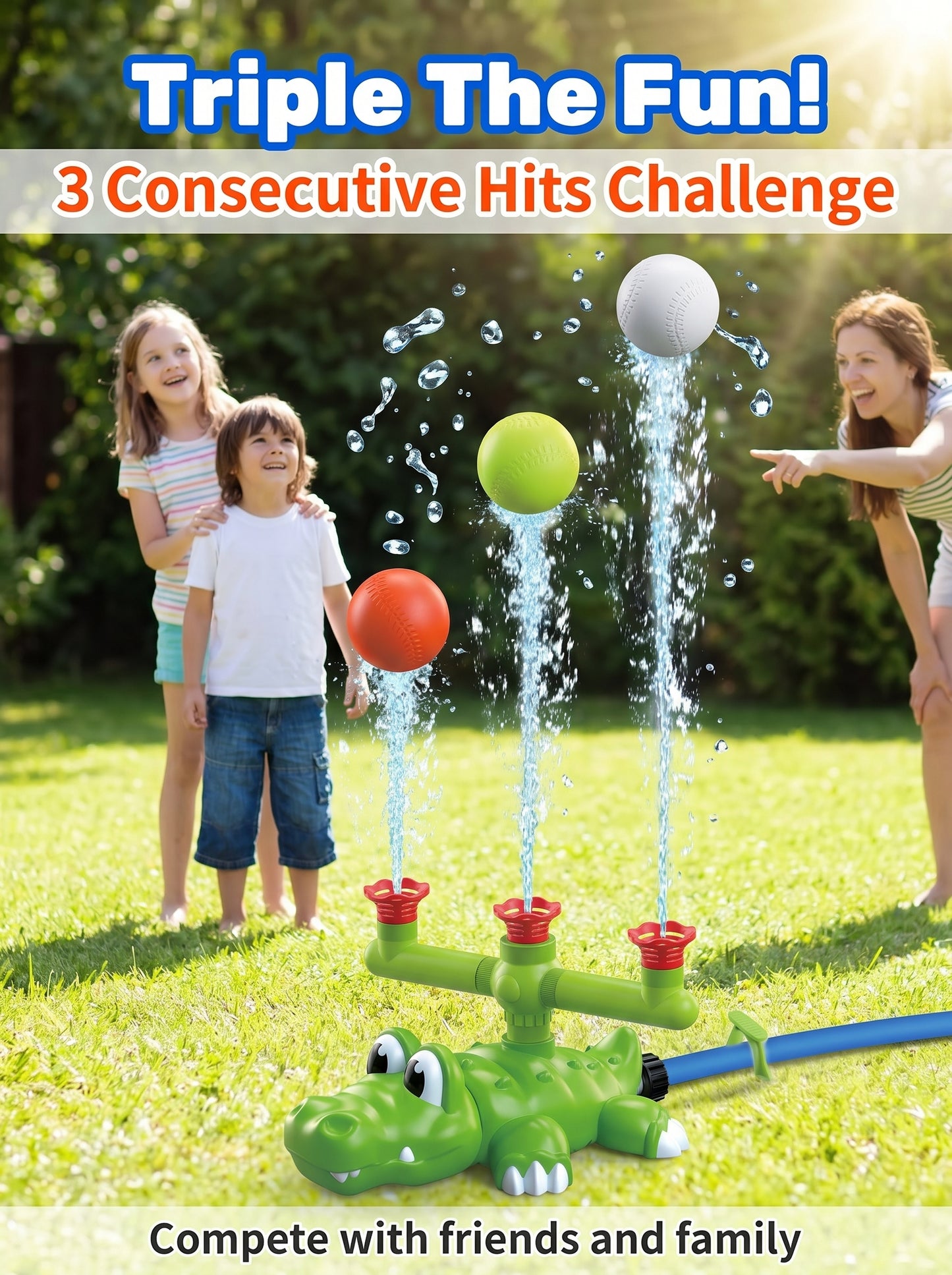 🔥50%off   Kids Baseball Launch Rocket Sprinkler Outdoor Lawn Water Toy