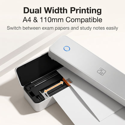 🔥50%off🔥Inkless Portable A4 Thermal Printer | Wireless Bluetooth Mobile Printer for Homework, Contracts & Study Notes | 2-in-1 Dual Width Support (A4 & 110mm) | BPA-Free Eco-Friendly Pocket Printer