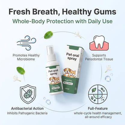 ✨Buy 1 Get 1 Free✨Pet Oral Spray Breath Freshener, Natural Teeth Cleaning Spray for Dogs & Cats