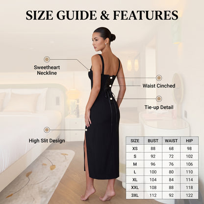 ✨50%off✨2026 Spring Summer Women Luxury Slim Split Lace Up Cami Dress Casual Sleeveless Dress