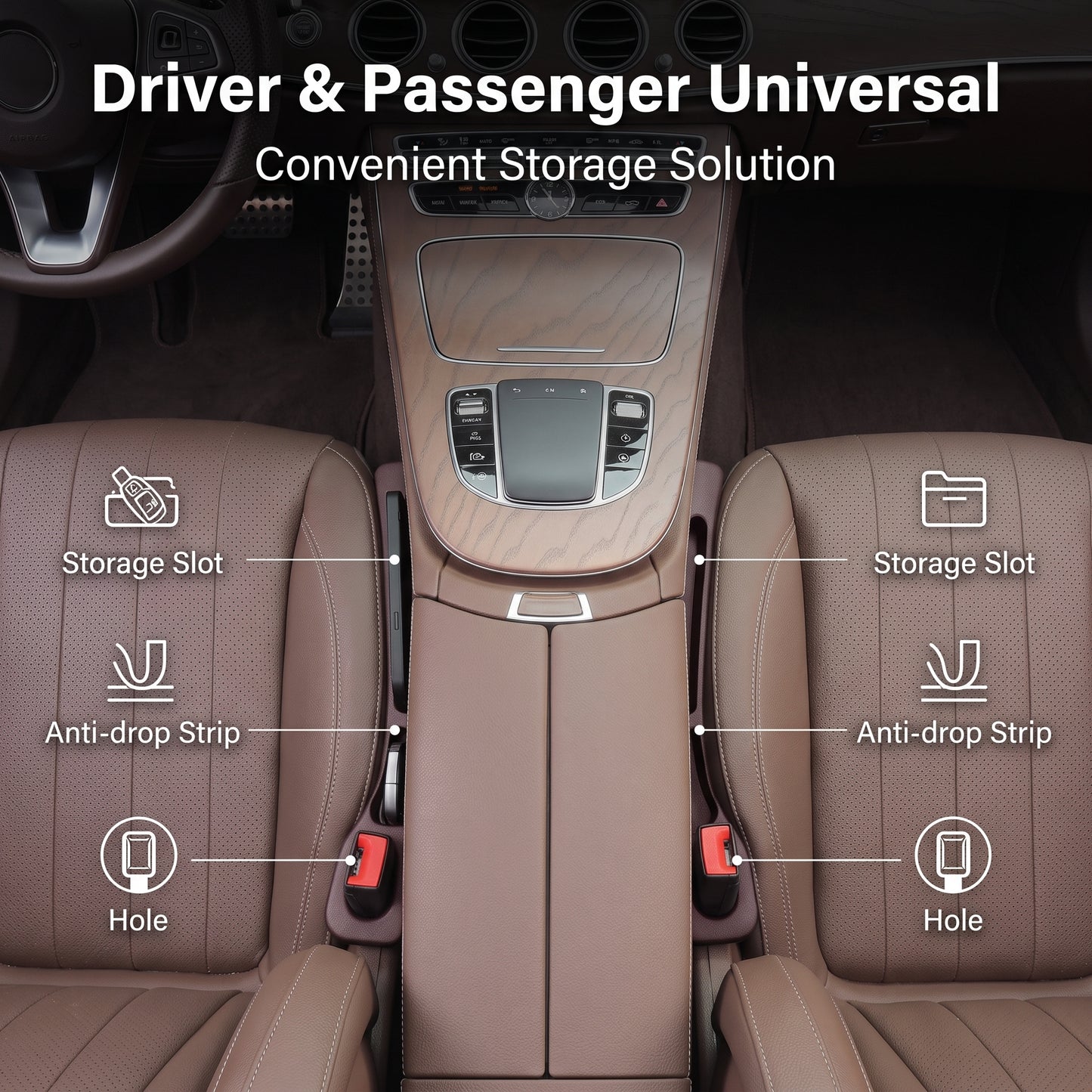 🔥Sales up to 50% off🔥 Universal Car Seat Gap Filler Strip – Anti-Drop Pad with Seatbelt Slot
