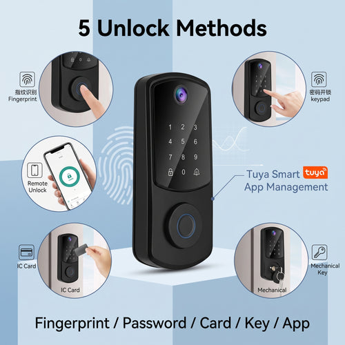 🔥First 100 orders get 50% OFF!🔥Automatic Fingerprint Smart Lock with Cat Eye Capture, Password Spherical Auxiliary Door Lock