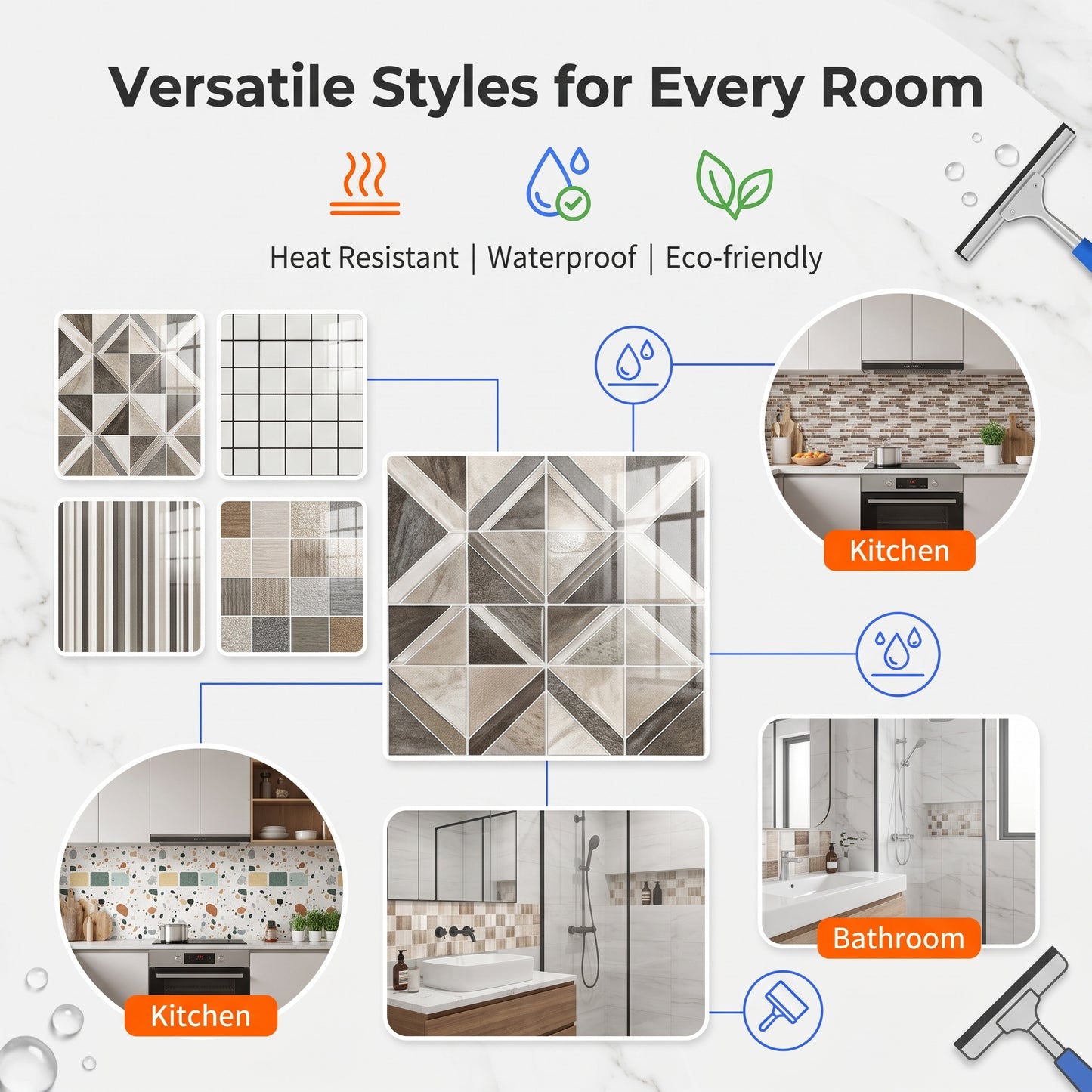 🔥 Today Only | 50% OFF ✨Thickened Self-Adhesive Wall Stickers, Waterproof & Oilproof Kitchen Tile Stickers for Kitchen & Bathroom
