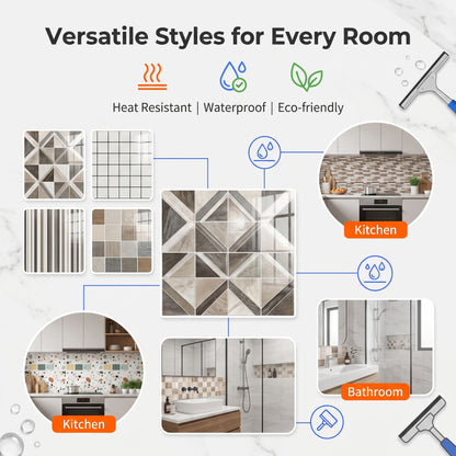 🔥 Today Only | 50% OFF ✨Thickened Self-Adhesive Wall Stickers, Waterproof & Oilproof Kitchen Tile Stickers for Kitchen & Bathroom