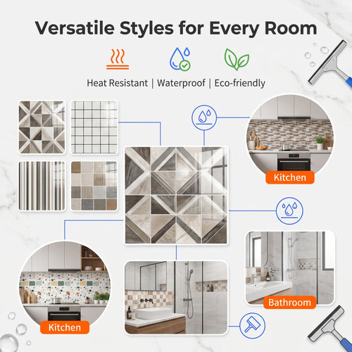 🔥 Today Only | 50% OFF ✨Thickened Self-Adhesive Wall Stickers, Waterproof & Oilproof Kitchen Tile Stickers for Kitchen & Bathroom