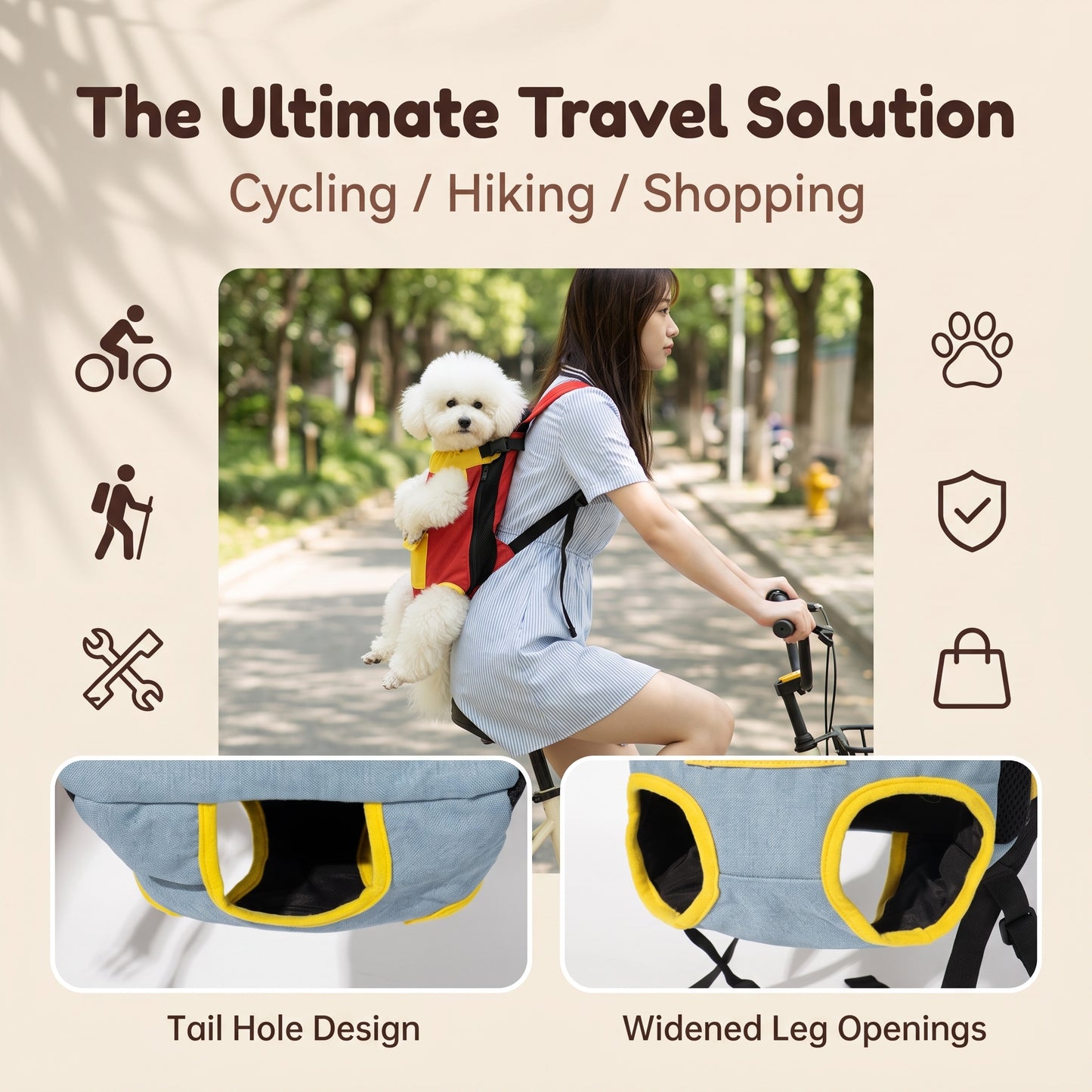 🔥50%off🔥Linen Cotton Chest Pet Backpack | Hands-Free 4-Leg Dog & Cat Carrier for Walking Travel