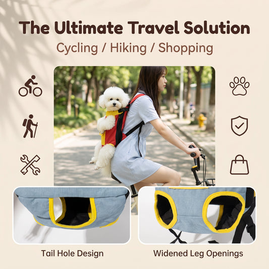 🔥50%off🔥Linen Cotton Chest Pet Backpack | Hands-Free 4-Leg Dog & Cat Carrier for Walking Travel
