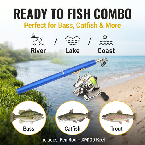 🔥Today Only | 50% OFF🔥Metal Spinning Reel Pen Fishing Rod‑1.6m Extended Length 🎣