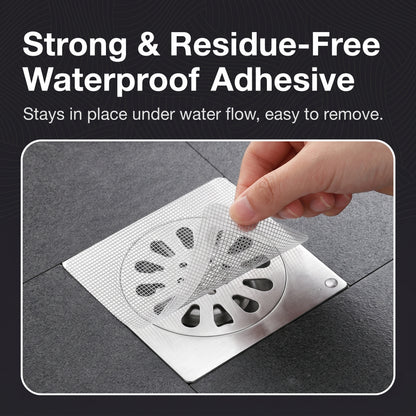 ✨50%off✨Disposable Shower Drain Hair Catcher | 10x10cm Waterproof Mesh Stickers for Bathroom & Kitchen (50/100 Pack)