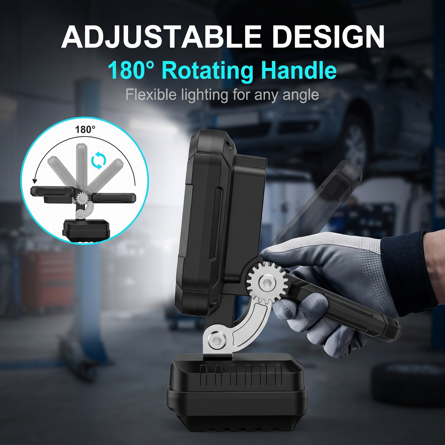 🔥50% OFF & MORE🔥180° Rotatable LED Work Light – With Dual USB Power Bank Function – Rugged & Cordless – Universal Battery Compatibility – For Garage, Construction & Camping
