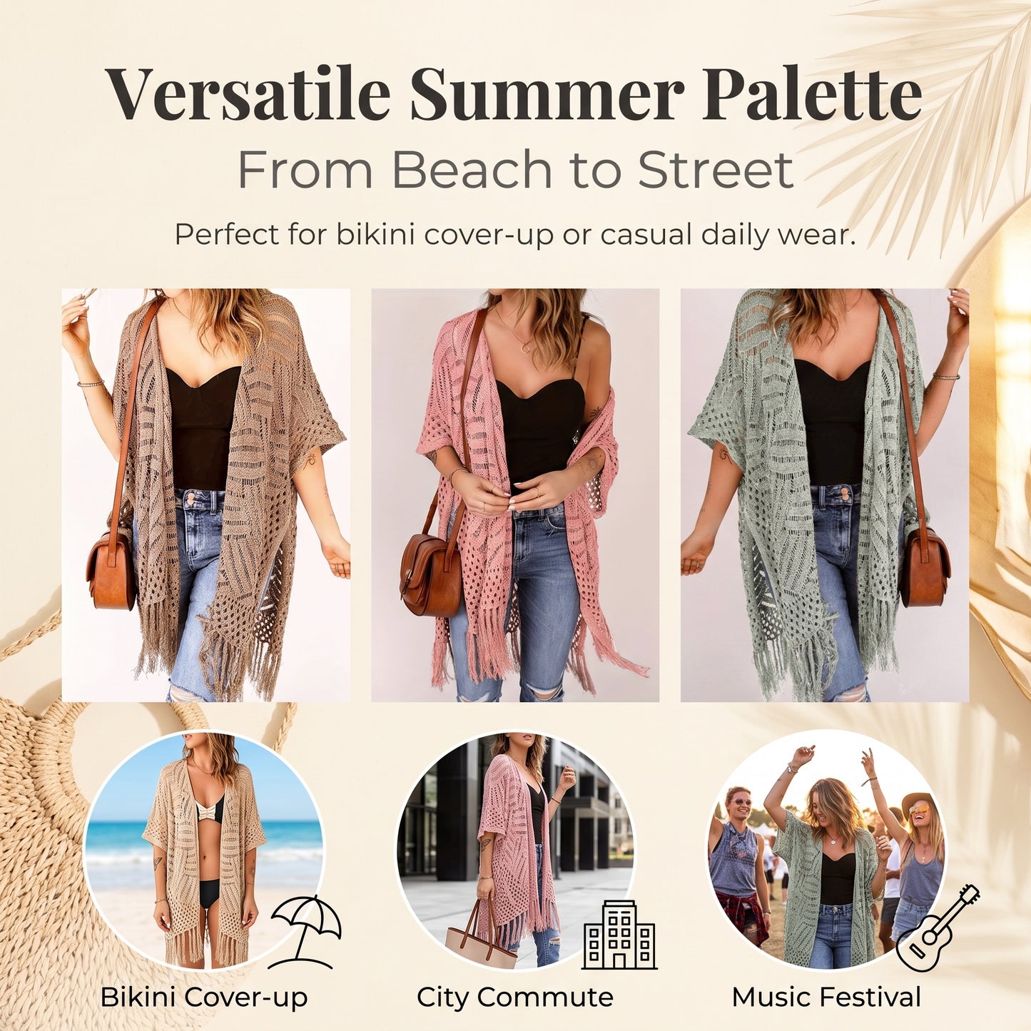 🔥New Year Sale🔥Sunscreen knitted tassel bikini cover-up